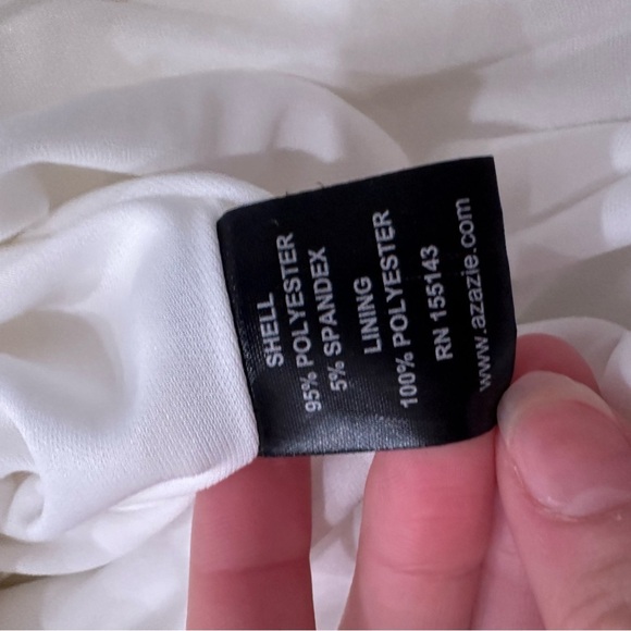 New AZAZIE SAFFRON Diamond White Champagne Mermaid Sweetheart Sequin Crepe Dress - Picture 13 of 16